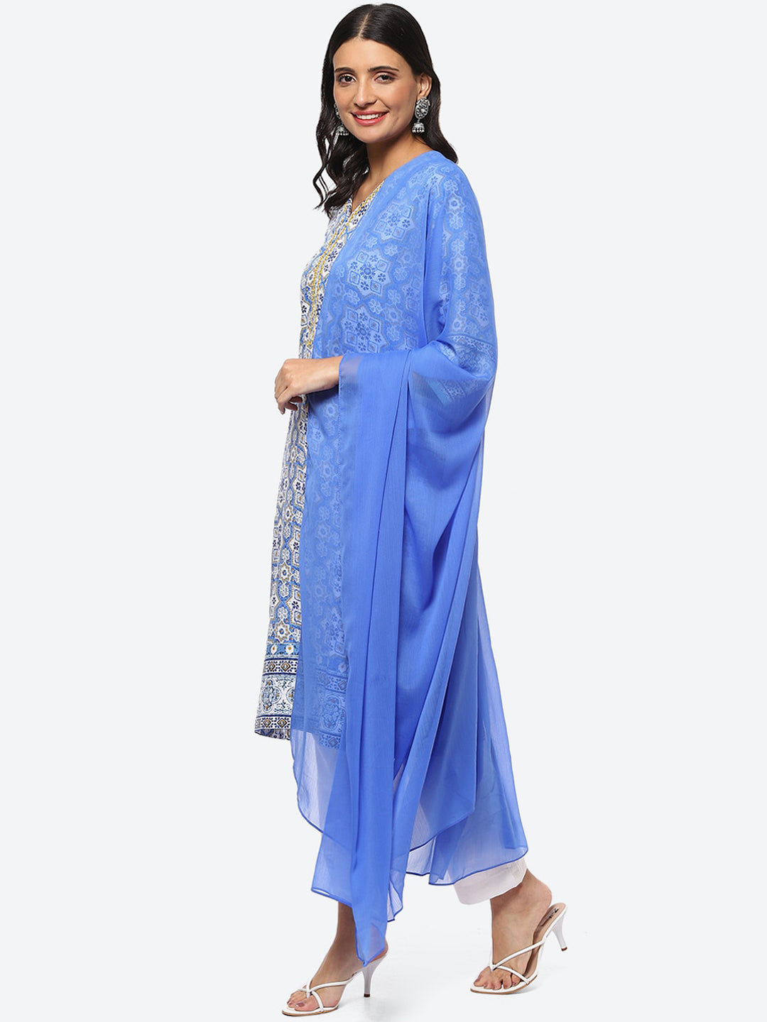 Biba Women Ethnic Motifs Printed Kurta With Trousers & Dupatta - Distacart