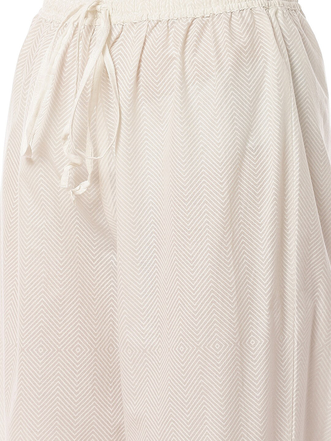Biba Women White Printed Mirror Work Pure Cotton Kurta with Trousers & Dupatta - Distacart