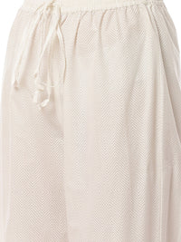 Thumbnail for Biba Women White Printed Mirror Work Pure Cotton Kurta with Trousers & Dupatta - Distacart