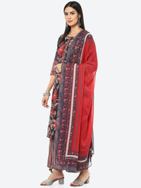Thumbnail for Biba Women Charcoal Floral Printed Kurta with Palazzo & Dupatta - Distacart