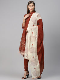 Thumbnail for Biba Women Rust Brown & Golden Pure Cotton Printed Kurta with Leggings & Dupatta - Distacart