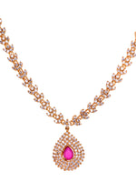 Thumbnail for Saraf RS Jewellery Gold-Plated White & Red American Diamond Studded & Beaded Handcrafted Jewellery Set - Distacart