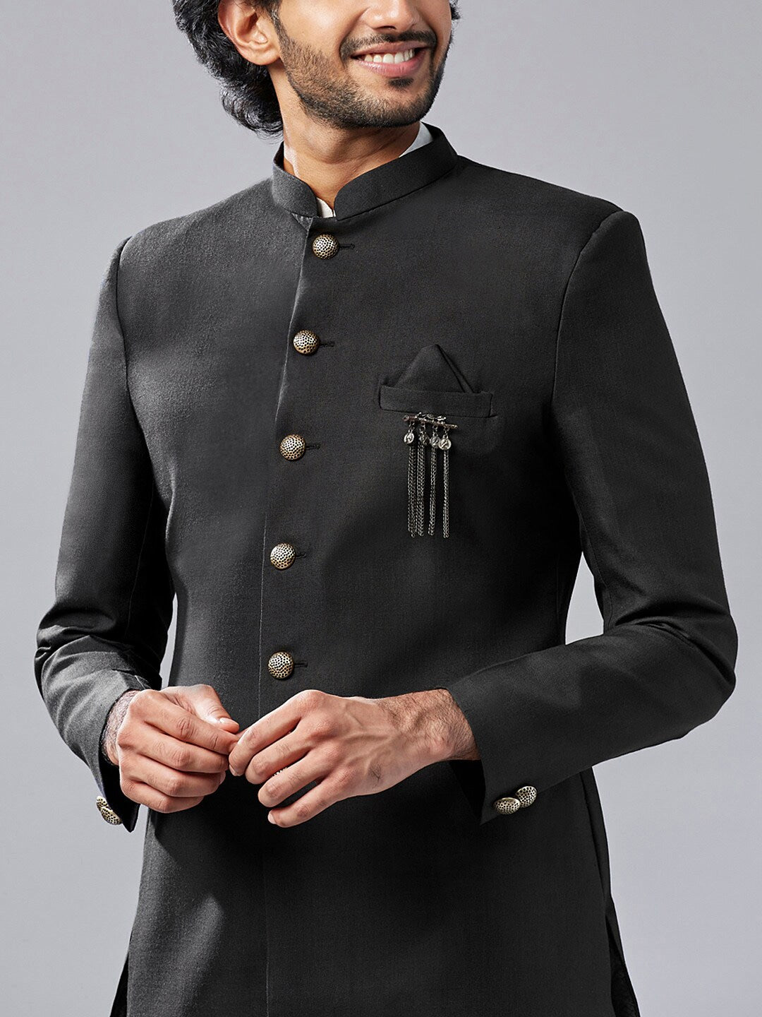 KISAH Mandarin Collar Kurta & Sherwani With Churidar - Distacart