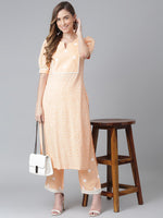 Thumbnail for Khushal K Women Beige Printed Kurta with Trousers - Distacart
