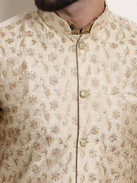 Thumbnail for Sojanya Men Pink Ethnic Motifs Kurta with Pyjamas & Nehru Jacket - Distacart