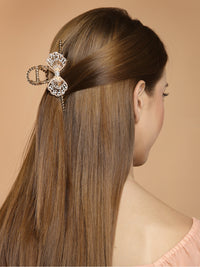 Thumbnail for Panash Gold-Toned & White Embellished Claw Clip - Distacart