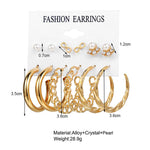 Thumbnail for Gold-Plated Alloy Set Of 6 Designer Earrings - The Pari - Distacart