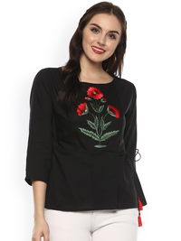Thumbnail for Wahe-NOOR Women's Black Solid Top - Distacart