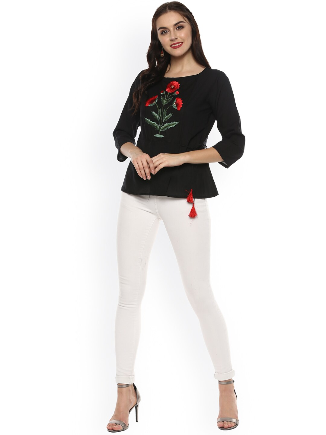 Wahe-NOOR Women's Black Solid Top - Distacart