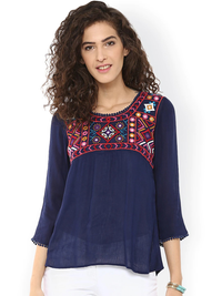Thumbnail for Wahe-NOOR Women's Navy Top - Distacart