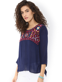 Thumbnail for Wahe-NOOR Women's Navy Top - Distacart