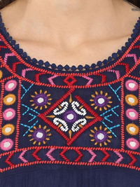 Thumbnail for Wahe-NOOR Women's Navy Top - Distacart