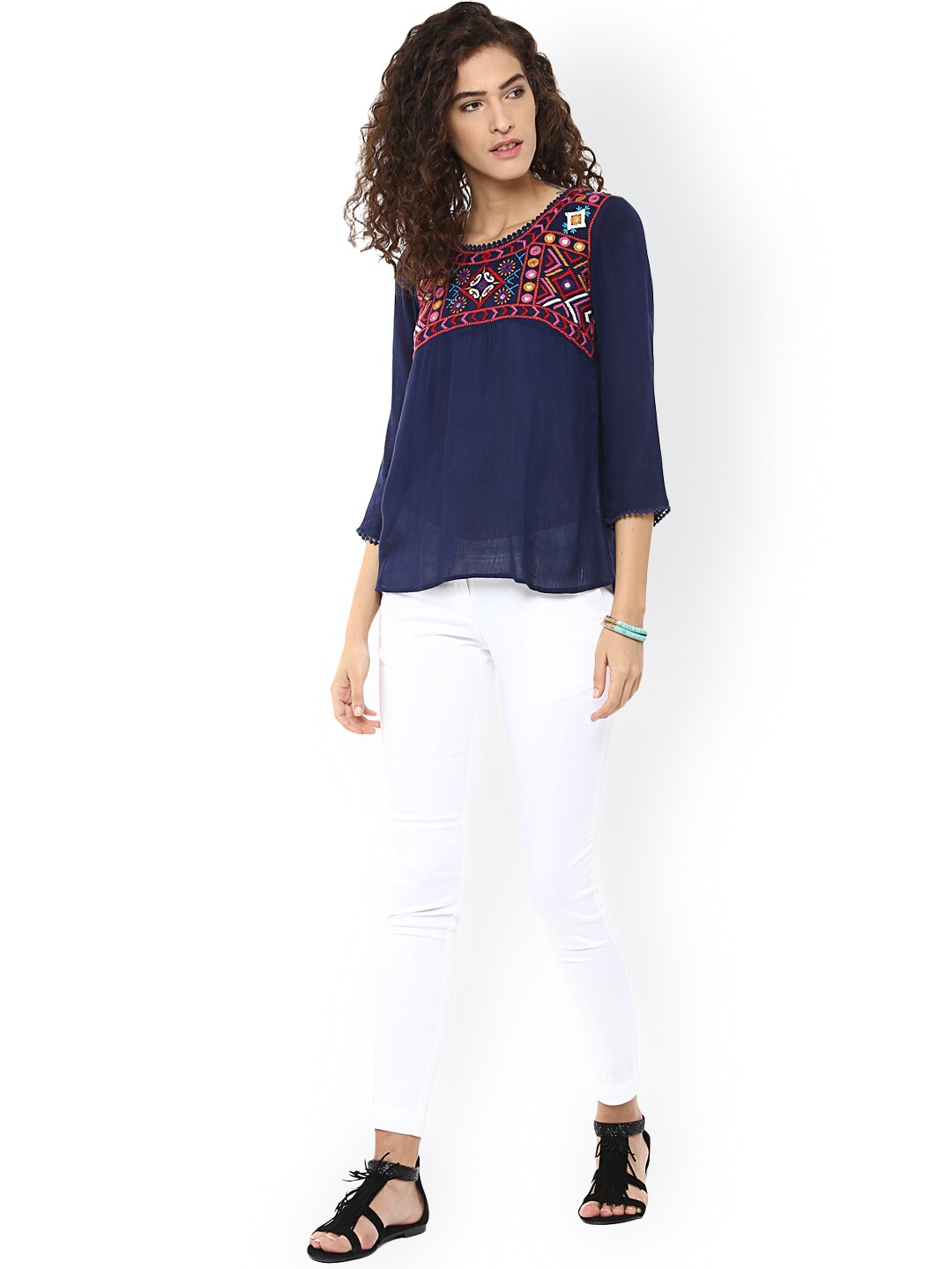 Wahe-NOOR Women's Navy Top - Distacart