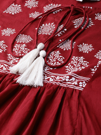 Thumbnail for Wahe-NOOR Women's Maroon Printed A-Line Top - Distacart