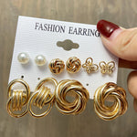 Thumbnail for Gold-Plated Alloy Set Of 6 Designer Earrings - The Pari - Distacart
