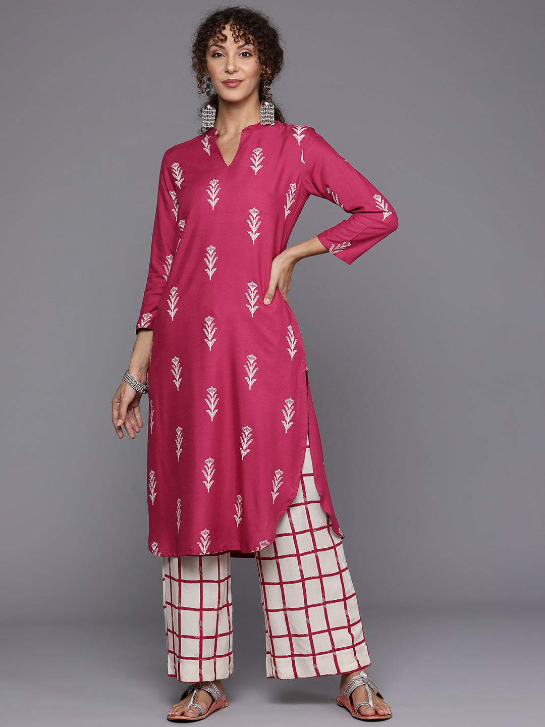 Biba Women Ethnic Motifs Printed Kurta with Palazzos - Distacart