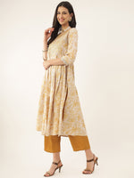 Thumbnail for Khushal K Ethnic Motifs Printed Thread & Mirror Work Kurta with Trousers & Dupatta - Distacart