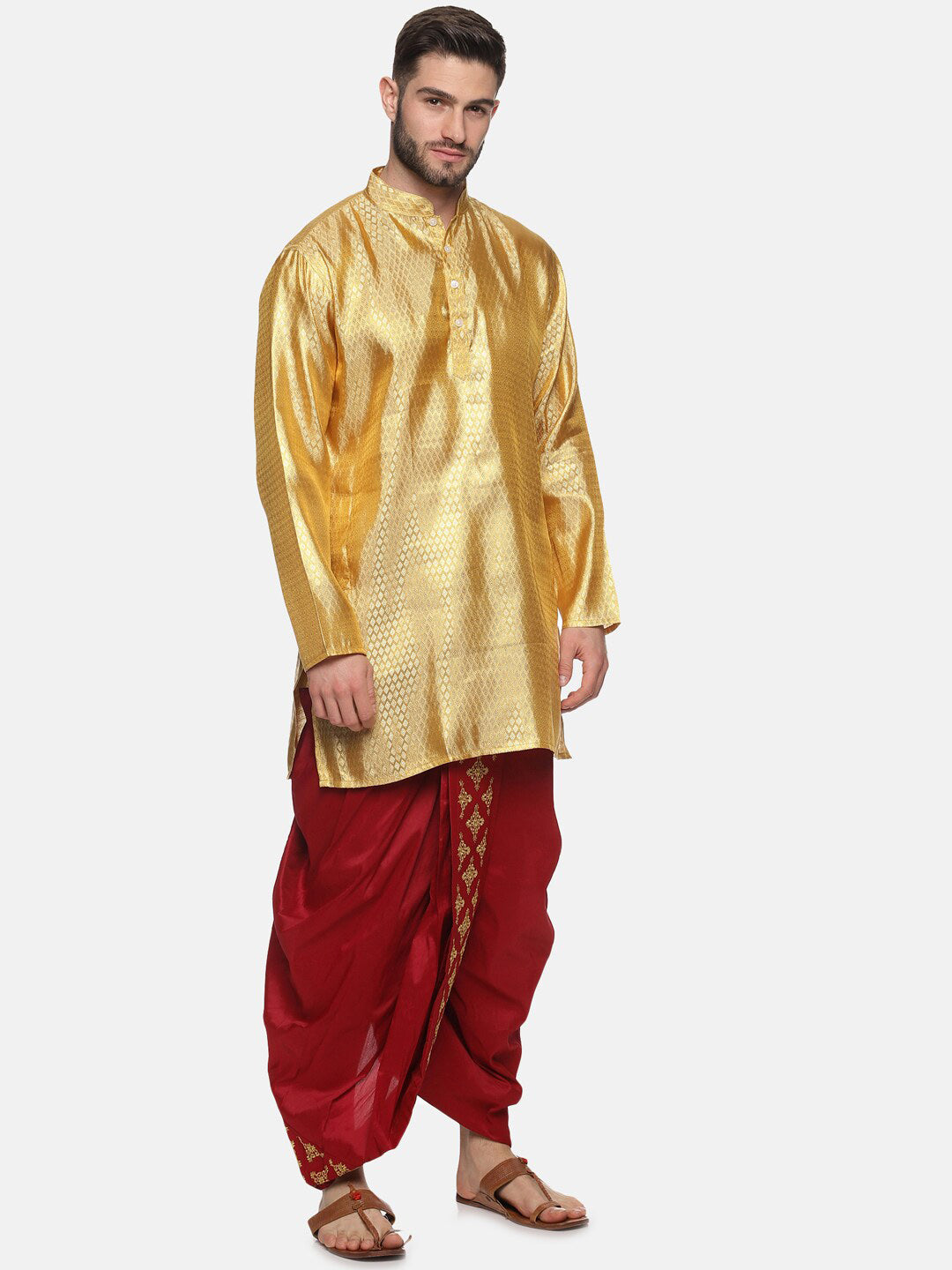 Sethukrishna Men Maroon Embroidered Dhotipants - Distacart