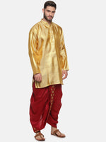 Thumbnail for Sethukrishna Men Maroon Embroidered Dhotipants - Distacart