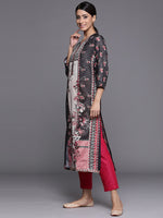 Thumbnail for Biba Women Black & Red Ethnic Motifs Printed Kurta - Distacart