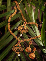 Thumbnail for Saraf RS Jewellery Gold Plated South Indian Imitation Bridal Temple Jewellery Set - Distacart