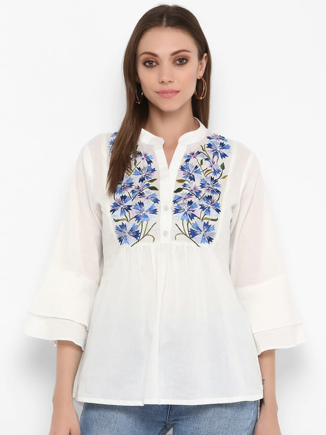 Wahe-NOOR Women's White Printed Top - Distacart