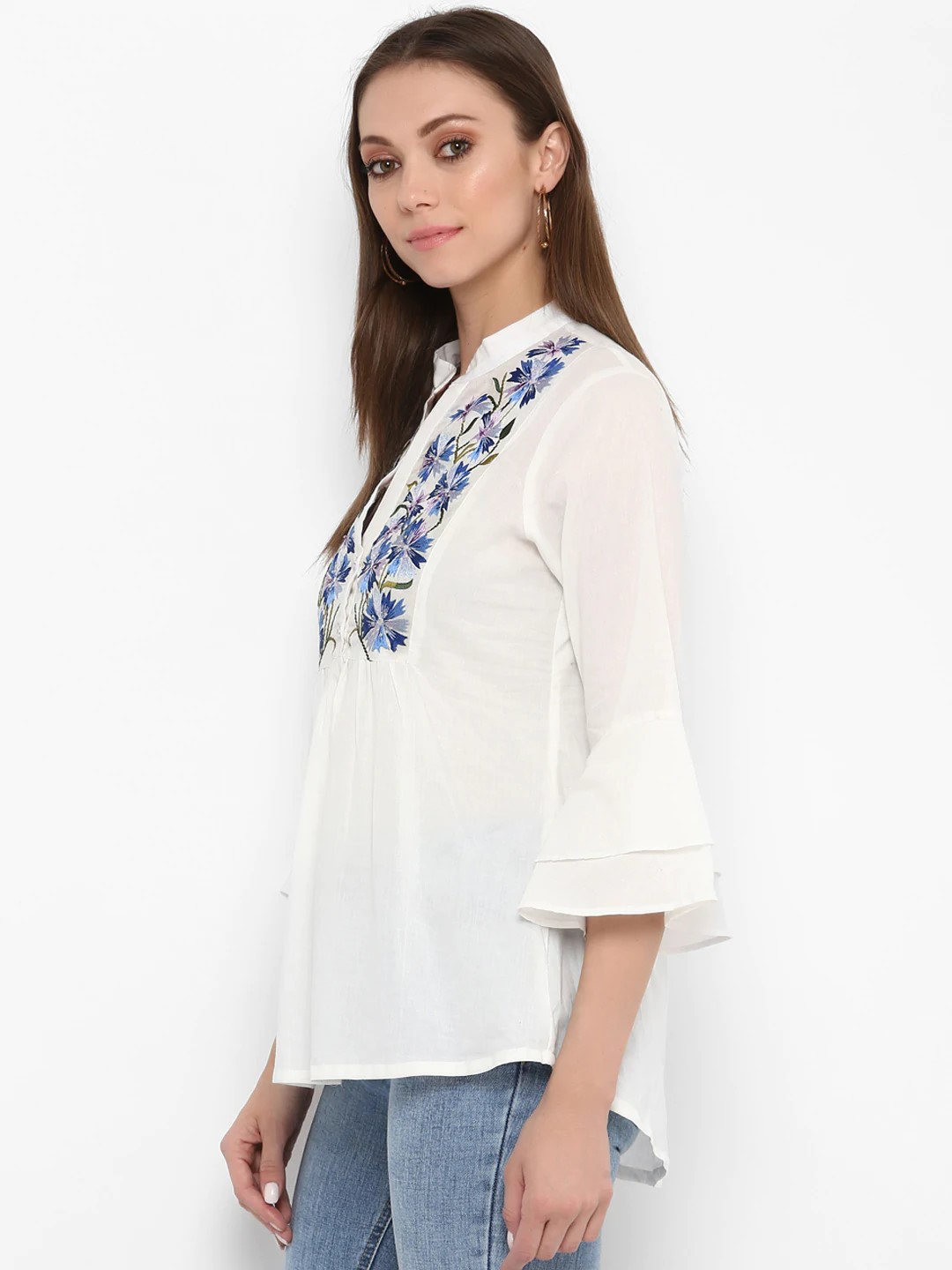 Wahe-NOOR Women's White Printed Top - Distacart