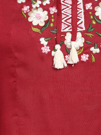 Thumbnail for Wahe-NOOR Women's Maroon Embellished A-Line Top - Distacart