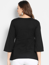 Thumbnail for Wahe-NOOR Women's Black Embellished A-Line Top - Distacart
