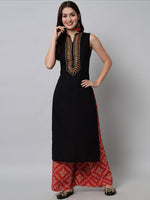 Thumbnail for Kalini Women Black Embroidered Thread Work Kurta with Palazzos - Distacart