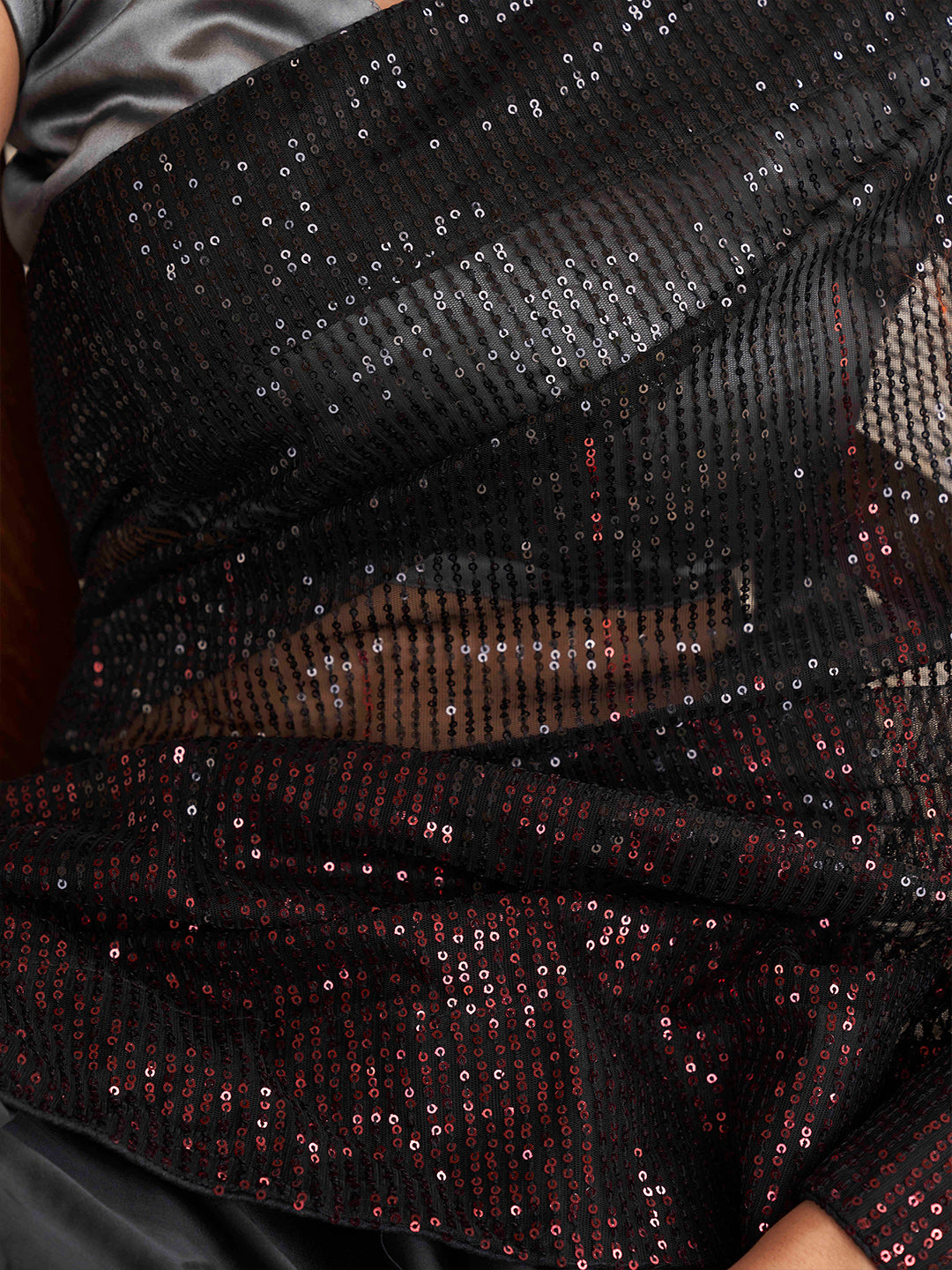 Tikhi Imli Sequinned Satin Heavy Work Saree - Distacart