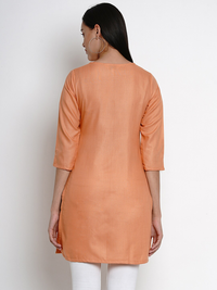 Thumbnail for Wahe-NOOR Women's Orange Tunic With Gota Detailing - Distacart