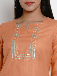Thumbnail for Wahe-NOOR Women's Orange Tunic With Gota Detailing - Distacart