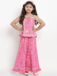 Thumbnail for NOZ2TOZ Pink & White Lehenga & Blouse Set For Girls - Distacart