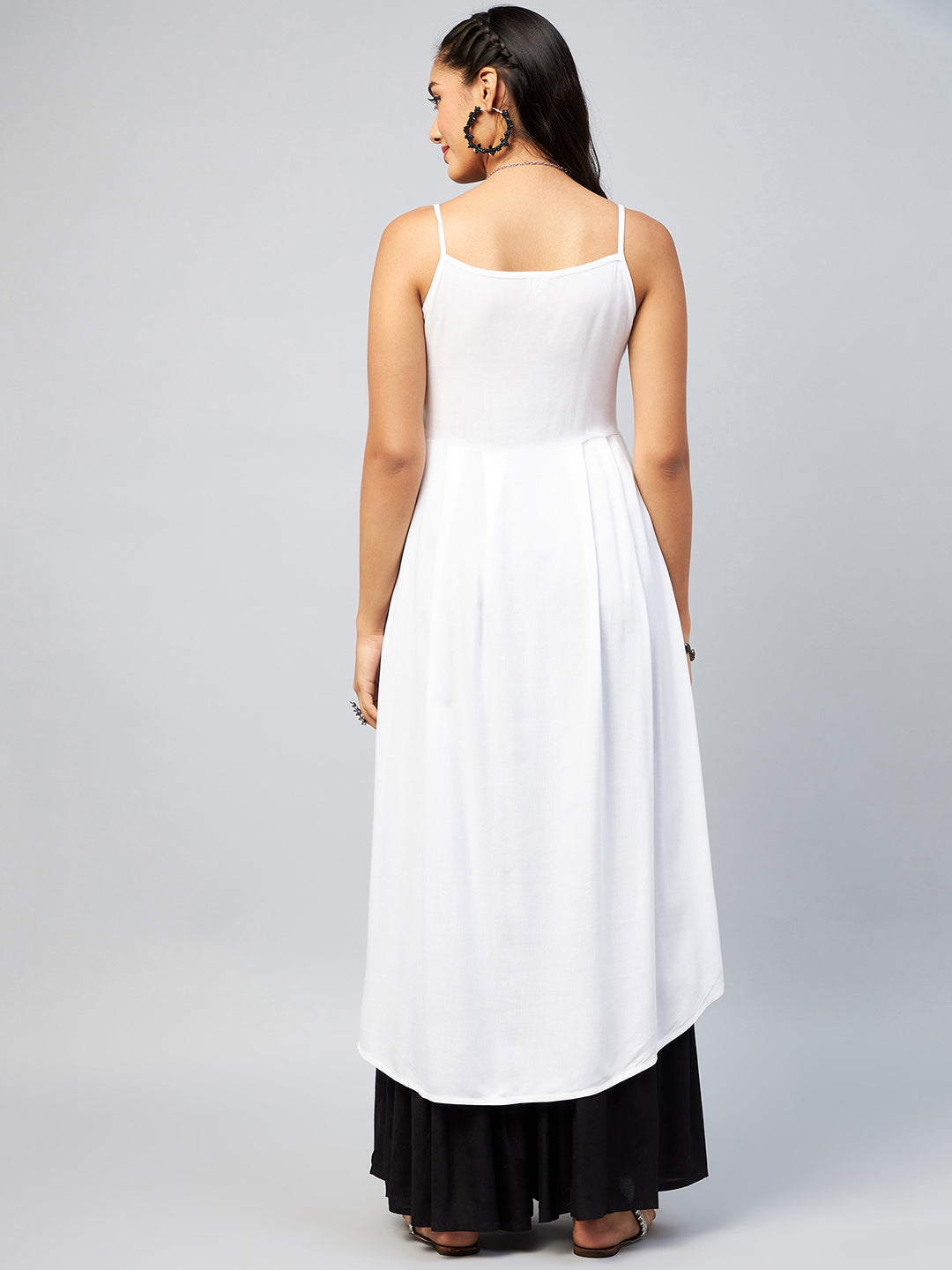 InWeave Women's Solid White Strappy Kurta - Distacart