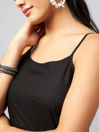 Thumbnail for InWeave Women's Solid Black Strappy Kurta - Distacart