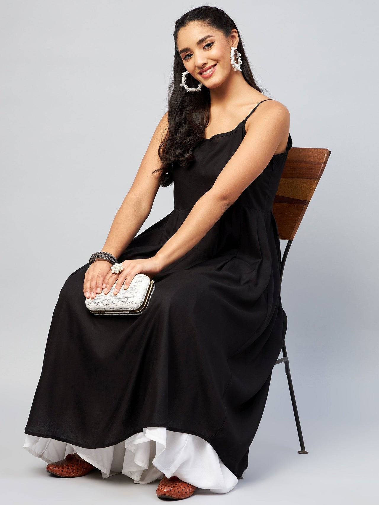 InWeave Women's Solid Black Strappy Kurta - Distacart