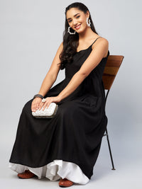 Thumbnail for InWeave Women's Solid Black Strappy Kurta - Distacart