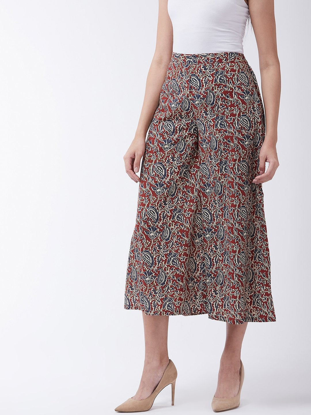 InWeave Women's Maroon Kalamkari Palazzo - Distacart