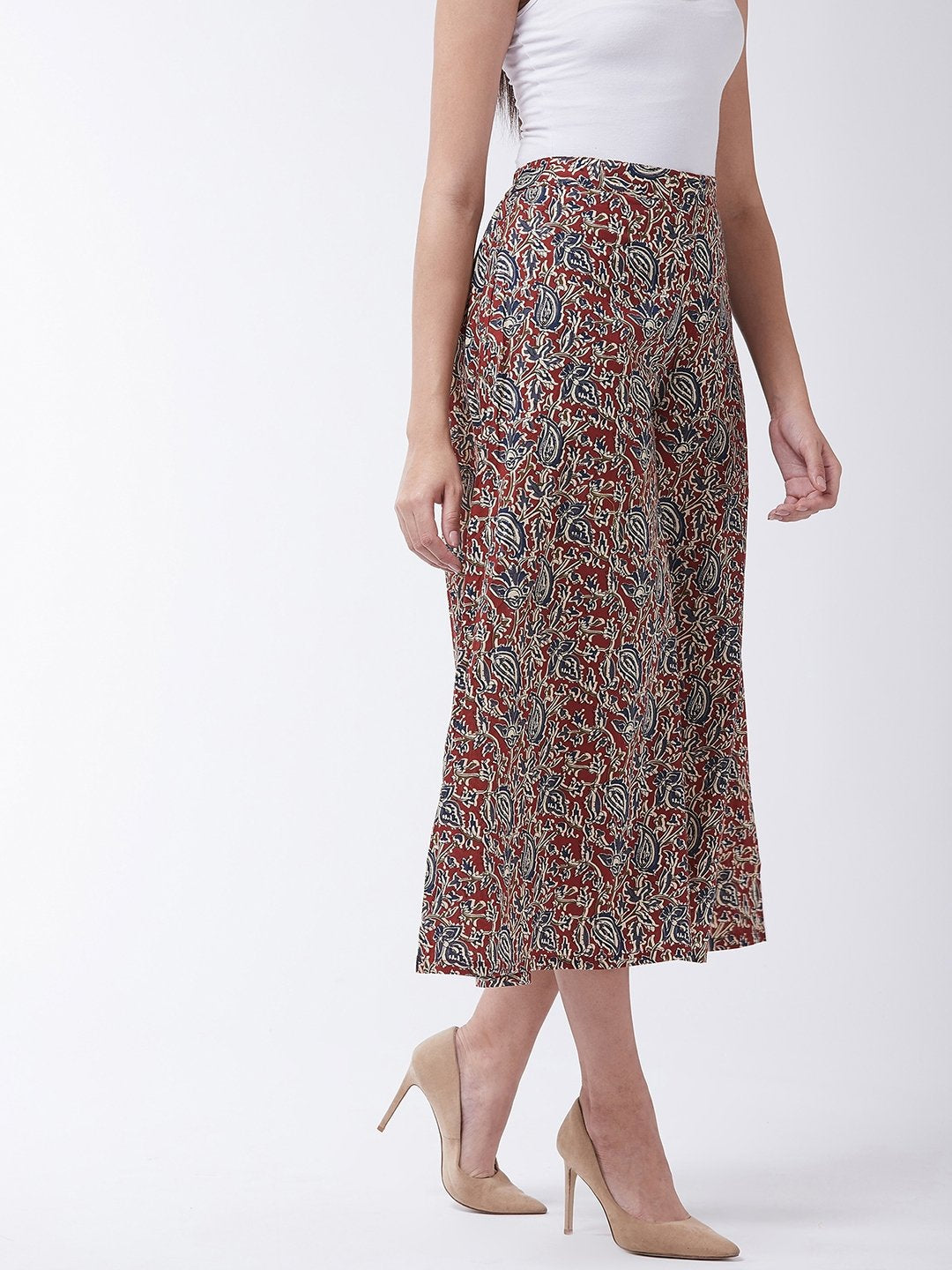 InWeave Women's Maroon Kalamkari Palazzo - Distacart