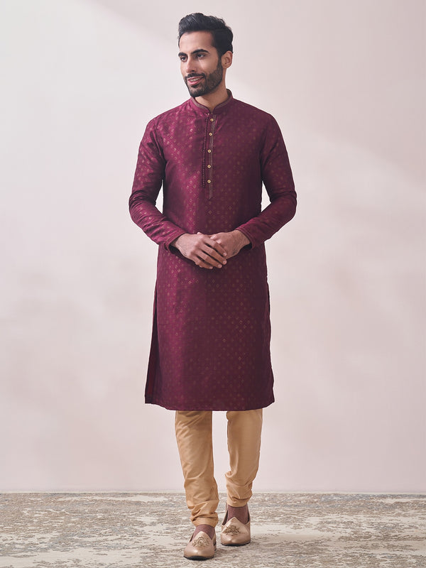 Manyavar Men Ethnic Motifs Printed Kurta with Churidar - Distacart