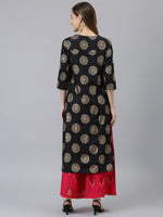 Thumbnail for Khushal K Women Black & Gold-Toned Printed Kurta with Palazzos - Distacart