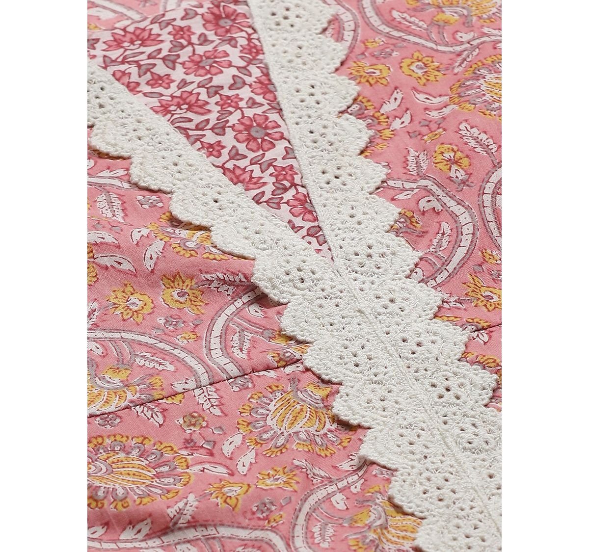 Wahe-NOOR Women's Pink & White Printed Kurta With Palazzos 5 - Distacart