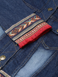 Thumbnail for Wahe-NOOR Women's Navy Blue Washed Denim Jacket - Distacart