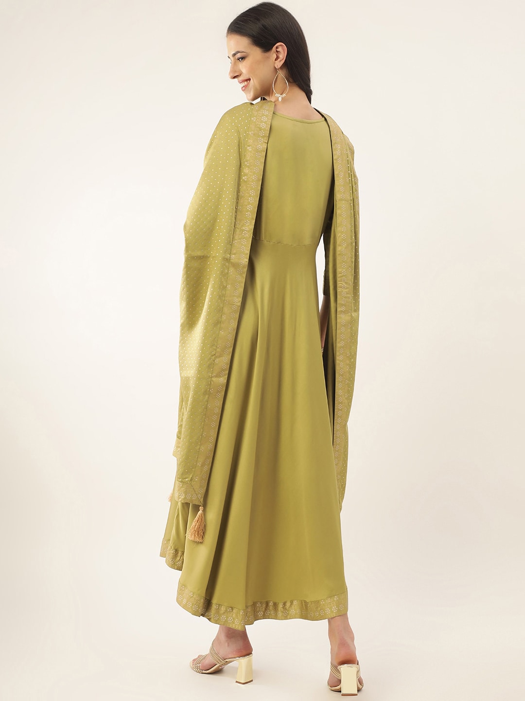 Khushal K Ethnic Motifs Embroidered Sequined Kurta with Palazzos & Dupatta - Distacart