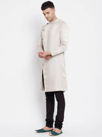 Thumbnail for Even Apparels Beige Rayon Men's Sherwani Kurta With Asymetrical Cut - Distacart