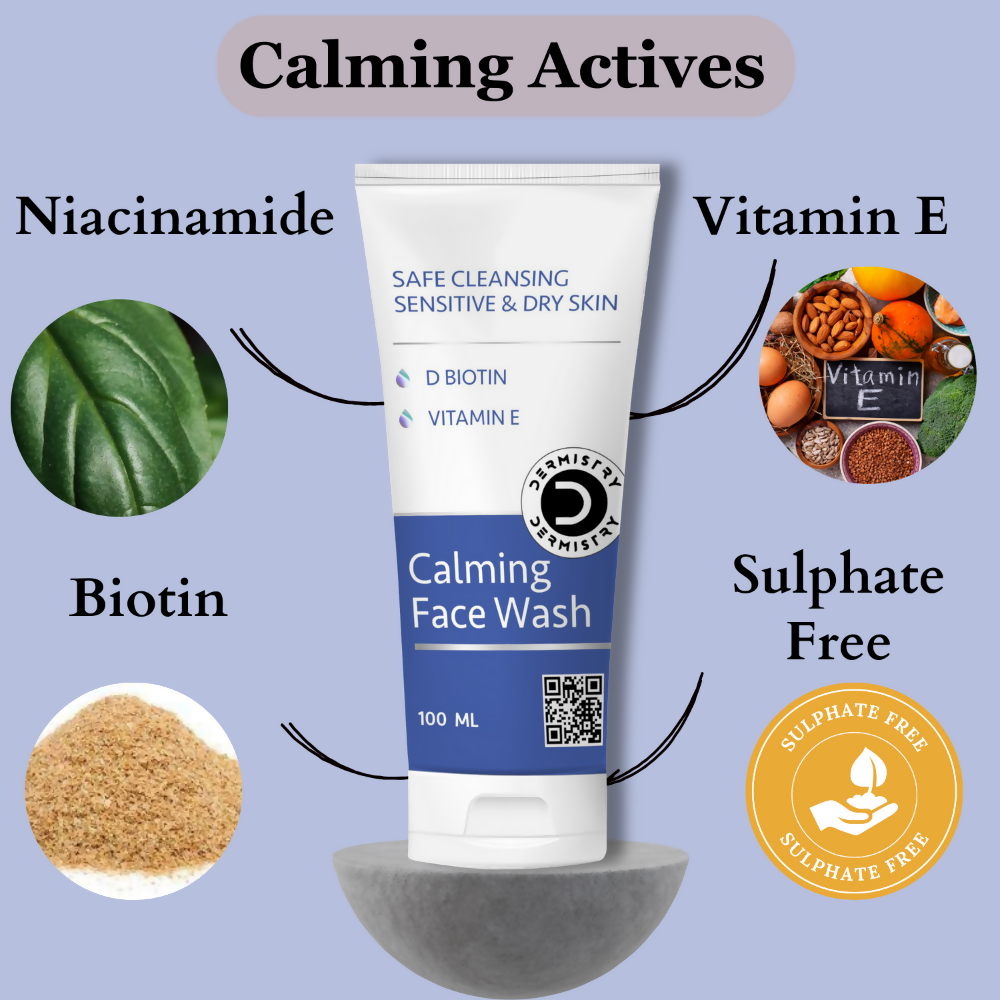 Dermistry Sensitive & Dry Skin Care Calming Soothing Face Wash Safe Cleansing D Biotin & Vitamin E - Distacart