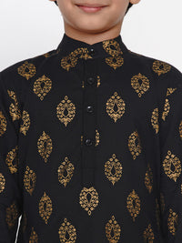 Thumbnail for NOZ2TOZ Black Kurta Pyjama Set for Boys - Distacart