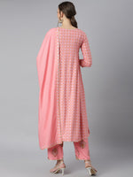 Thumbnail for Khushal K Women Pink Printed Panelled Gotta Patti Kurti with Trousers - Distacart