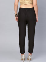 Thumbnail for Juniper Women Black Cotton Flex Solid Slim Fit Pant/Slim Pant - Distacart